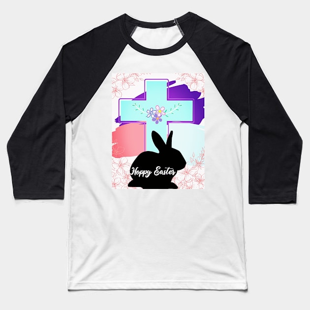 Hoppy Easter Cross Baseball T-Shirt by FamilyCurios